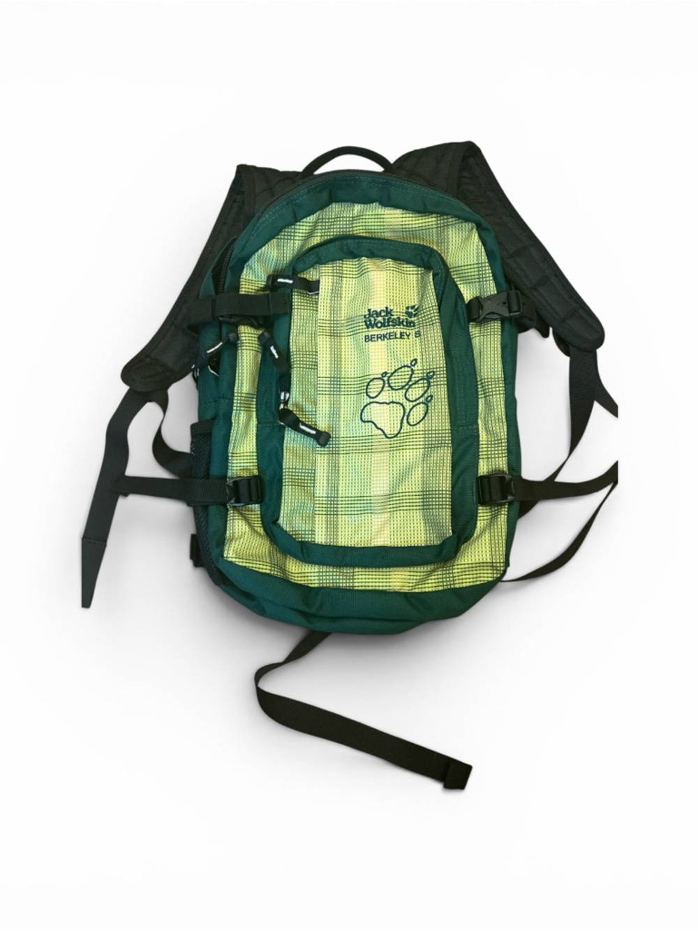 Z-Jack Wolfskin Green Plaid Men’s Backpack - Dark Green and Lime